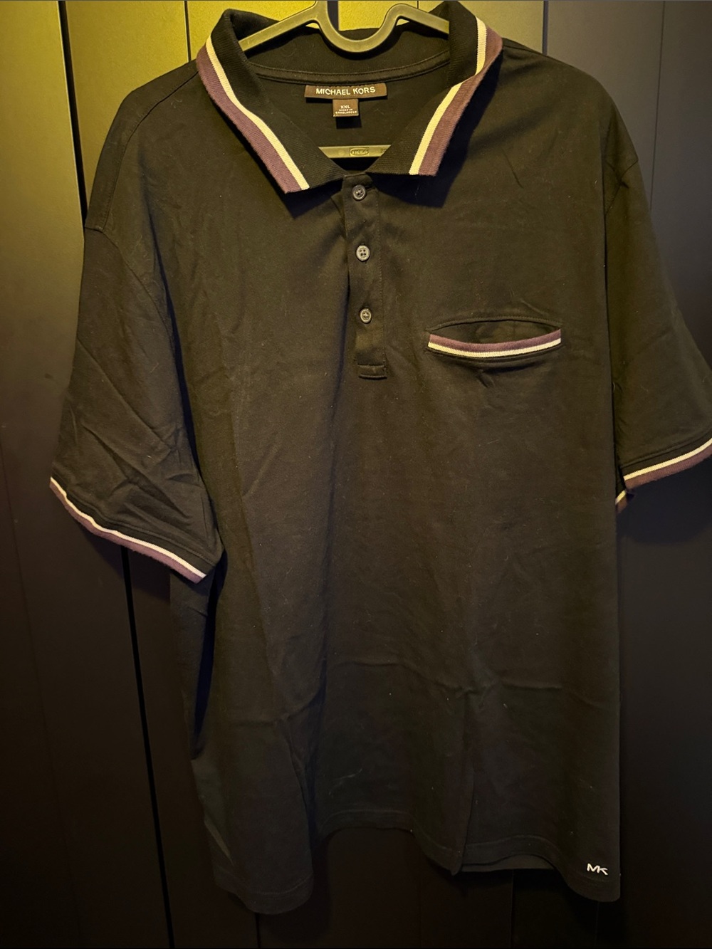 Michael Kors Black Polo with Purple and White Trim